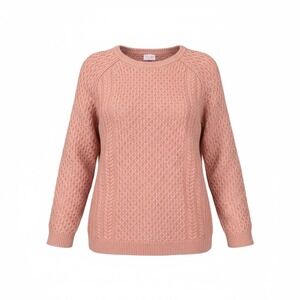 Pink Lily Cable Knit Raglan Sweater Women's Rose Pink Cozy Textured Size L